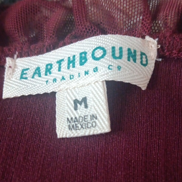 EARTHBOUND Maroon Ruffled Top - Picture 2 of 4